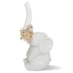 HOME SMILE Elephant Ring Holder for Jewelry,Engagement Wedding Ring Display Holder Stand Trinket Trays (Litltle White)