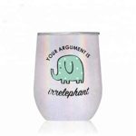 Elephant Gifts” Your Argument is Irrelephant” – White Glitter Tumbler/Mug for Wine, Coffee and All Drinks – Funny Gifts for Her, Him, Lovers, Women, Stuff, Decor by Tough Tumblers