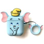 AKXOMY airpods case, Cute Cartoon Airpods Cover,Soft Silicone Blue Elephant Dumbo Case with Finger Holder for Apple Airpods with Charging Case Cute Lovely Kawaii Fun Girls Teens Boys(Elephant)