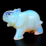 OCN-HEALING 4cm Natural Crystal Crafts Collection Gemstone Elephant Figurines Holiday Home Office Statue Décoration Christmas Birthday Business Gifts (Opal)