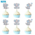 48pcs Blue Elephant Cupcake Toppers It Is A Boy Baby Shower Cupcake Picks Decoration Baby Boy Birthday Party Supplies
