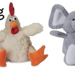 Quaker GoDog JUMBO Checkers Elephant & Rooster with Chew Guard Dog Toy Set of 2!