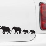 Yadda-Yadda Design Co. Elephant Family Walking D1 – Car Vinyl Decal Sticker – Copyright (8.5″ w x 2″ h) (Color Choices Available) (BLACK)