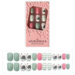 Girls False Nails 24 Pcs Press On Fake Nails Tips for Kids Elephant Pattern