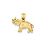 14k Gold Diamond-cut Elephant Pendant (0.75 in x 0.83 in)