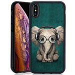 Case with DJ Elephant Pattern for iPhone Xs Max (2018) Whimsical Design Bumper Black Soft TPU and PC Protection Anti-Slippery &Fingerprint Case for iPhone Xs Max