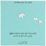 Sterling Silver Elephant Necklace and Earrings Jewelry Set