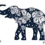 Elephant Beautiful Floral Celestial Design – 3″ Vinyl Sticker – For Car Laptop I-Pad Phone Helmet Hard Hat – Waterproof Decal