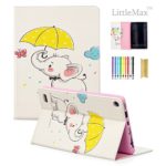 LittleMax Fire 7 Case,Colorful Leather Case Kickstand Soft Gel Protective Case with [Card Slot] for Amazon Kindle Fire 7 5th Gen 2015 &7th Gen 2017 Release- Yellow Umbrella Elephant