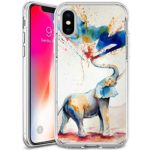 Watercolor Elephant iPhone X iPhone 10 Case, POKABOO iPhone X iPhone 10 Phone Case with Soft Flexible TPU Black Durable Shockproof Bumper Protective Cover
