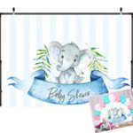 Art Studio 7x5ft Little Elephant Photography Backdrops Boy Baby Shower Blue and White Stripe Photo Background Prince Party Decor Studio Props Booth Vinyl