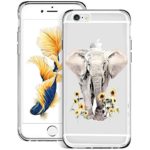 Slim Clear Elephant Sunflower Case for iPhone 6s 6 Customized Design Soft TPU and Rubber Flexible Durable Shockproof iPhone 6s 6 Protective Case-Anti-Slippery