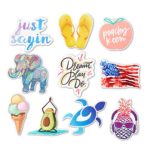 GOTZI Vsco Stickers – Girls Cute Waterproof Vinyl Decals with Trendy Pineapple, Big Elephant, Hippie Avocado and Beach Ocean Turtle for Water Bottle, Hydro Flask, Laptop, Phone or Luggage (10 Pack)
