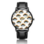 Customized Eye Wrist Watch, Black Leather Watch Band Black Dial Plate Fashionable Wrist Watch for Women or Men
