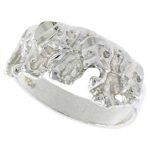 Sterling Silver Elephant Ring Polished finish 7/16 inch wide, sizes 6 – 9