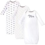 Touched by Nature Baby Organic Cotton Gowns, Marching Elephant 3-Pack, 0-6 Months