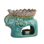 AI·X·IANG Tea Light Candle Holder Fragrance Essential Oil Burner,Great Decoration for Living Room, Balcony, Patio, Porch and Garden (Ice Cracked Glaz Elephant Shape)