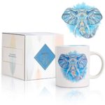 Onebttl Elephant Coffee Mug, 12oz Ceramic Tea Mug with Tribal Elephant and Gift Card, Elephant Gifts, Perfect for Christmas, Birthday, Thanksgiving