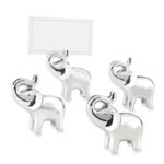 BUYBUYMALL 10 Pcs Silver Finish Cute Lucky Elephant Place Card/Photo Holder