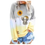 HAPPIShare Women Tops Cute Graphic Letter Print Summer Casual T-Shirt Sunflower Elephant Short Sleeve Round Neck Tees Yellow