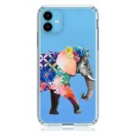 HUIYCUU Compatible with iPhone 11 Case, Shockproof Anti-Slip Cute Animal Clear Design Pattern Funny Slim Fit Soft TPU Bumper Girl Women Cover Case for iPhone 11 / XI (6.1 inch), Colorful Elephant