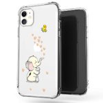 JAHOLAN iPhone 11 Case Clear Cute Design Flexible Bumper TPU Soft Rubber Silicone Cover Phone Case for iPhone 11 / XI 6.1″ 2019 – Amusing Whimsical Cute Elephant Beige