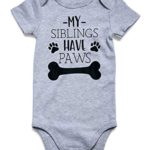 Cutemefy Infant Baby Boys Girls Romper Jumpsuit Short Sleeve Newborn Bobysuit Outfits Suit One-Piece(My Sibling Have Paws, 12-18 Months)
