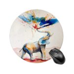 BYBART Mouse Pad, Colorful Rainbow Elephant Mouse Pad Round Non-Slip Rubber Mousepad Office Accessories Desk Decor Mouse Pads for Computers Laptop