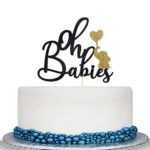 Oh Babies Cake Topper with Elephant Pattern – Twins Baby Shower Cake Topper,Twin Baby Shower Sign Party Decorations