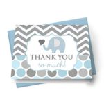 Elephant Thank You Cards with Blue Envelopes – Boys Baby Shower (Set of 20)