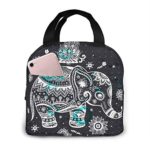 PrelerDIY Mandala Tribe Elephant Lunch Box Insulated Meal Bag Lunch Bag Reusable Snack Bag Food Container For Boys Girls Men Women School Work Travel Picnic