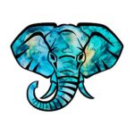 Vinyl Junkie Graphics Elephant Head Tie Dye Patterns Sticker (Cyan Dream)