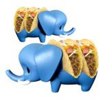 Elephant Taco Holder for Kids, Set of 2 Taco Holders, Cute Taco Stands for Soft & Hard Taco Shells, Fun Dinnerware for Taco Tuesday, Durable Plastic Taco Tray in Blue Elephant Design, Kids Taco Plates