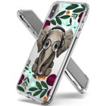 Heaofei Case for iPhone Xs iPhone X Clear Design Transparent TPU Bumper Protective Case Cover for iPhone Xs iPhone X 5.8 inch (Floral Little Elephant)