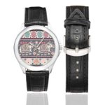 InterestPrint Fashion Tribal Bohemian Waterproof Women’s Stainless Steel Classic Leather Strap Watches, Black