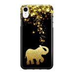 Black Gold Elephant Case Compatible with iPhone XR 6.1″ Cute Protective Case Slim Soft TPU Silicon Shockproof Cover Compatible iPhone XR