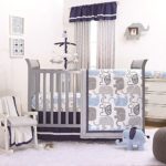 Little Peanut Navy Blue and Grey Elephants 4 Piece Baby Crib Bedding Set