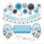 Blue Elephant Baby Shower Decorations for Baby Boy Party Supplies, Baby Shower Balloon Kit with Paper Fan, Garland, Baby boy Banner, Baby boy Party Decoration. Nursery Little Blue Elephant