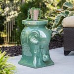 Modern Global Turquoise Ceramic Elephant Garden Stool Indoor Outdoor Patio Accents Patio Side Table
