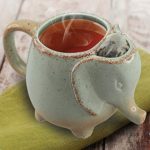 Elephant Tea Mug Mint Green – 10 OZ Heat-resistant Ceramic Cup With Bag Holder