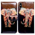 Bfun Packing iPhone Xs Max Case,Bcov Stylish Tribal Elephant Card Slot Wallet Leather Cover Case for iPhone Xs Max