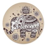 TuMeimei Non-Slip Rubber Round Mouse Pad? Hand-painted flowers and elephants Design Round mouse pad (7.87 inch x 7.87 inch)