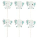 24PCS Baby Elephant Little Peanut Cupcake Toppers For Kids Birthday Party Cake Decorations