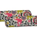 Set of 2 Indoor / Outdoor Decorative Bolster / Neckroll Pillows – Pink, Turquoise, Lime Green, Gray Bohemian Elephant