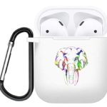 Holder Case with Keychain for Air Pods, Cisland Cute Silicone Cover Compatible with Airpods Elephant