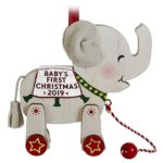 Hallmark Keepsake Ornament 2019 Year Dated Baby’s First Christmas Elephant Pull Toy, Wood