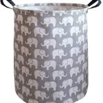 KUNRO Large Sized Storage Basket Waterproof Coating Organizer Bin Laundry Hamper for Nursery Clothes Toys (Elephant)
