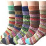 Pack of 5 Womens Wool Socks Cold Weather Vintage Soft Warm Socks Thick Knit Cozy Winter Socks for Women
