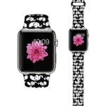 LAACO Floral Bands Compatible with iWatch 38mm 40mm 42mm 44mm, Soft Silicone Fadeless Pattern Printed Replacement Strap Bands, Compatible with iWatch Series 5/4/3/2/1, M/L – White Elephant