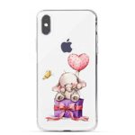 LEMONCOVER Phone Case Compatible with iPhone Xs for iPhone X Case,Cute Pink Elephant Pattern Soft Silicone Rubber Protective Case for Girl Shockproof Clear Cool Funny Design Bumper Cover